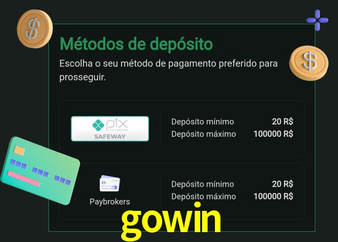 O cassino gowin oferece uma grande variedade de métodos de pagamento